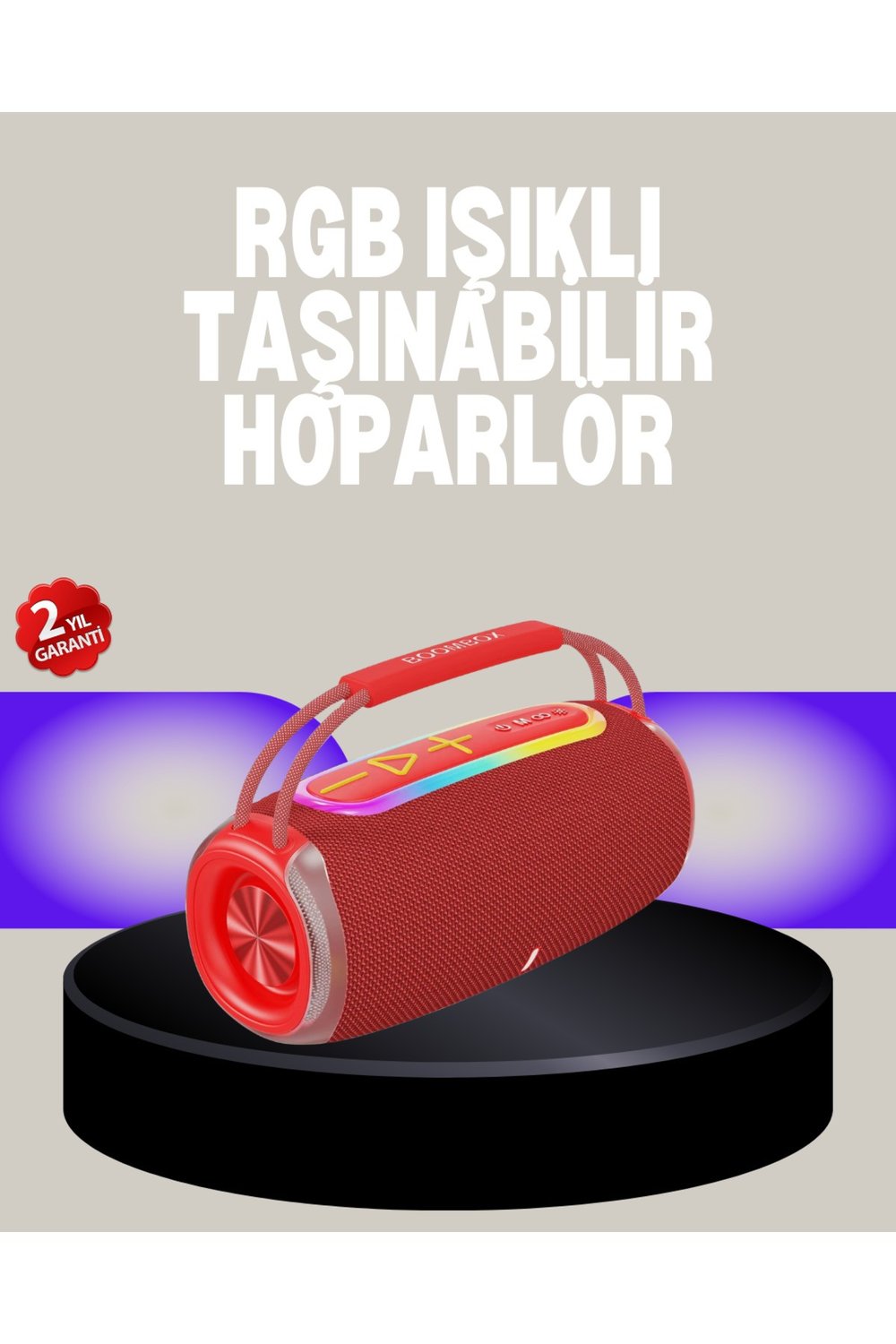 20W Kablosuz Bluetooth Hoparlör RGB Işık Efektli USB/SD/AUX Destekli