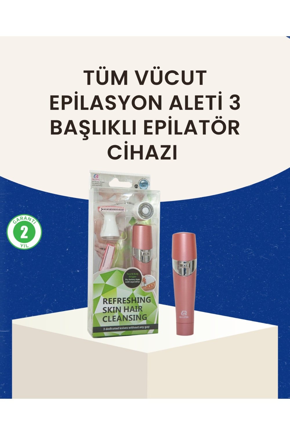 3 Başlıklı Kadın Yüz ve Vücut Tüy Temizleme Makinesi
