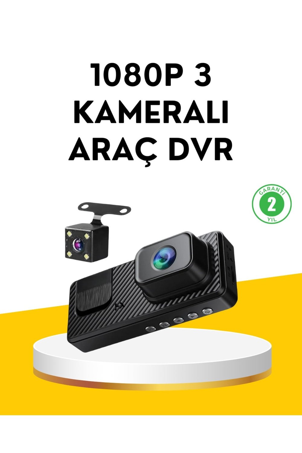 3 Kameralı Araç İçi DVR Kayıt Cihazı Ön İç Arka Kamera Full HD