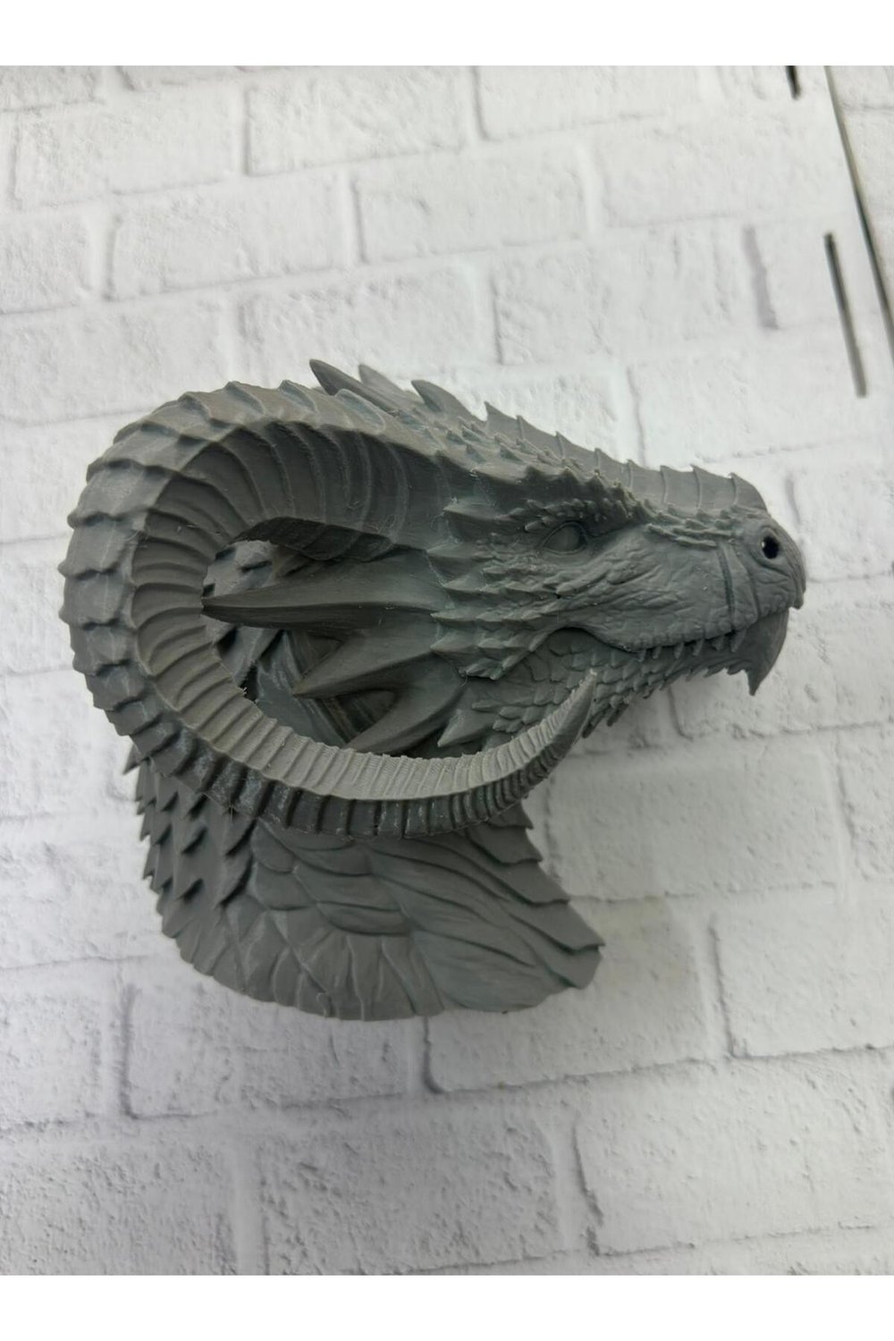 3D Ejderha Başı Heykeli Koleksiyonluk Dekoratif Figür 22x17 cm