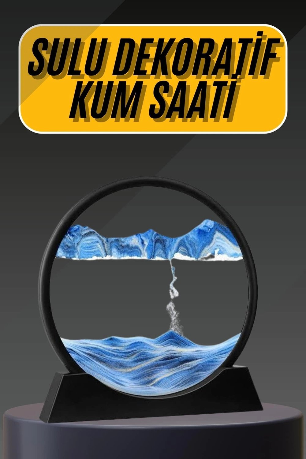 3D Led Işıklı Kum Saati Gece Lambası Hareketli Sulu Kum Saati Dekoratif