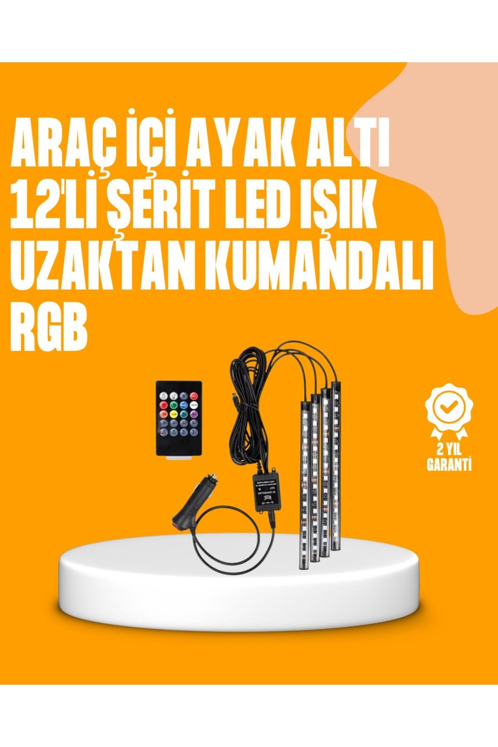 4 Parça RGB LED Araç İçi Aydınlatma Sistemi