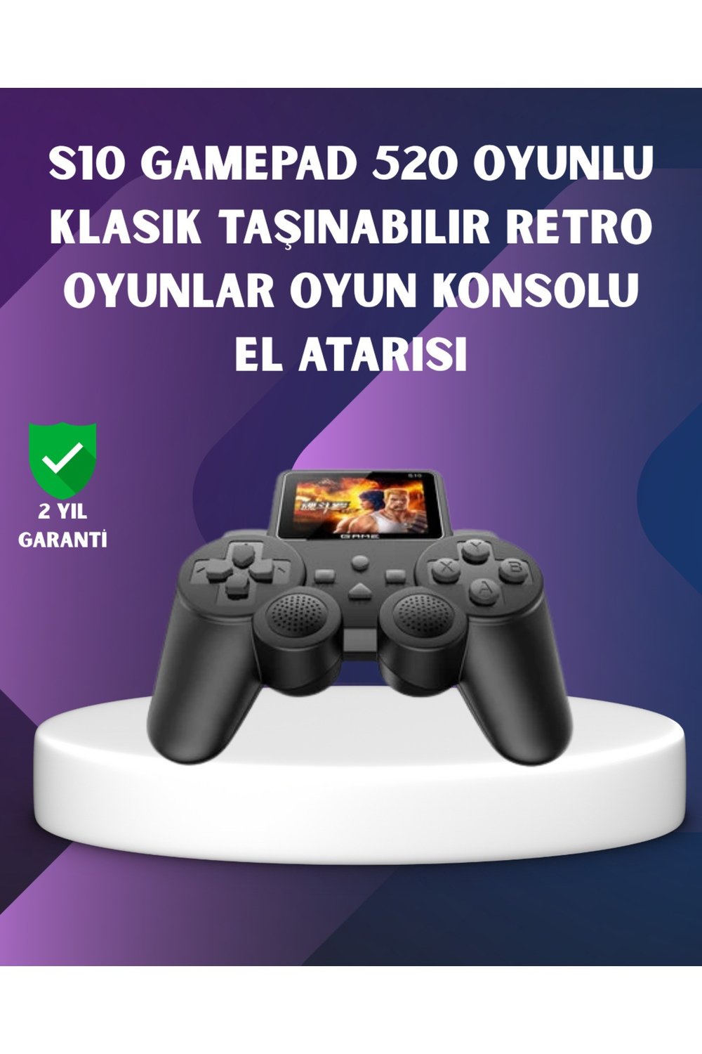 500 Dahili Oyunlu Taşınabilir Retro El Konsolu-2.4 inç Renkli Ekranlı