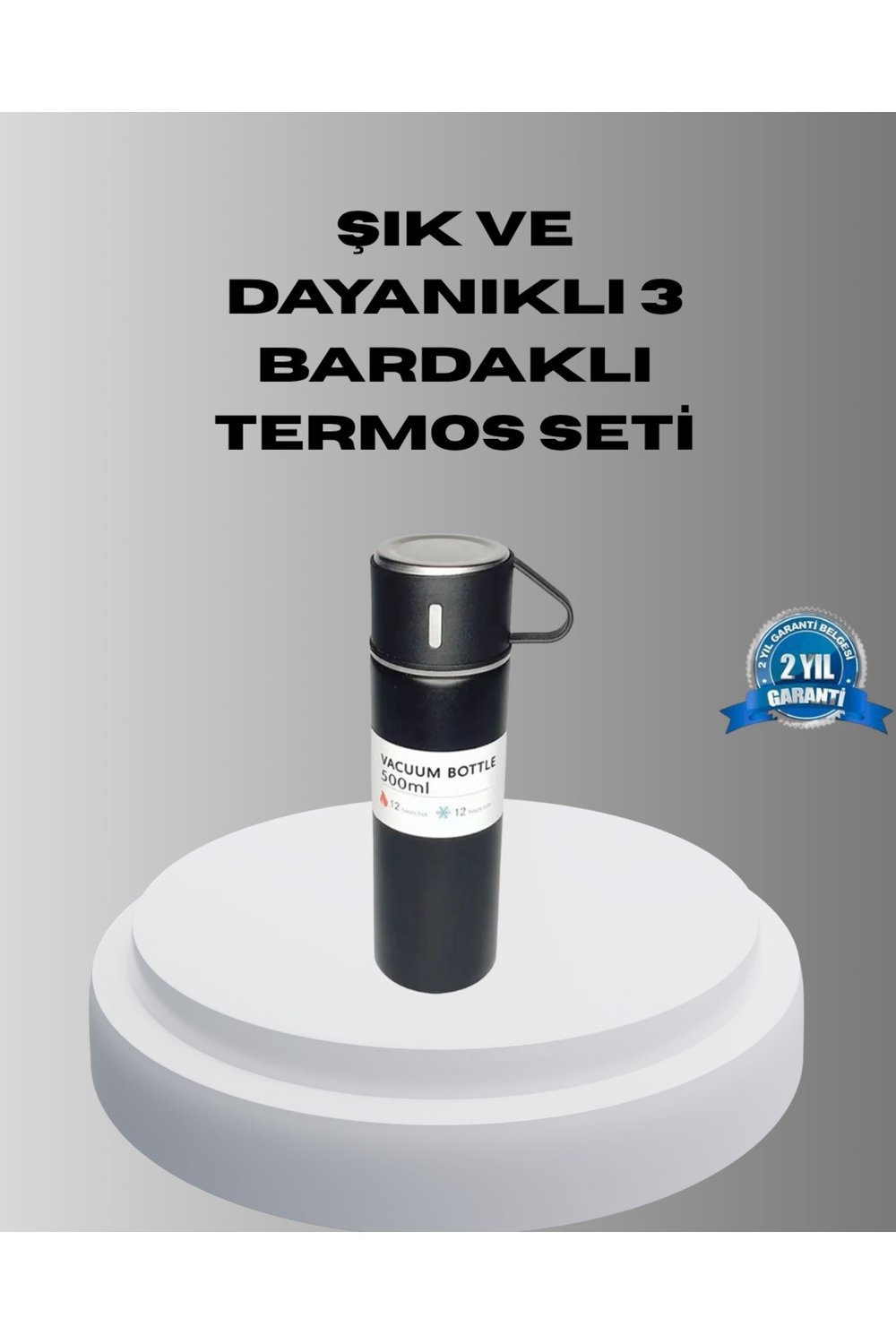500 ml Vakumlu Termos – Çift Kat Paslanmaz Çelik, Sızdırmaz Kapağıyla Sıcak ve Soğuk İçe