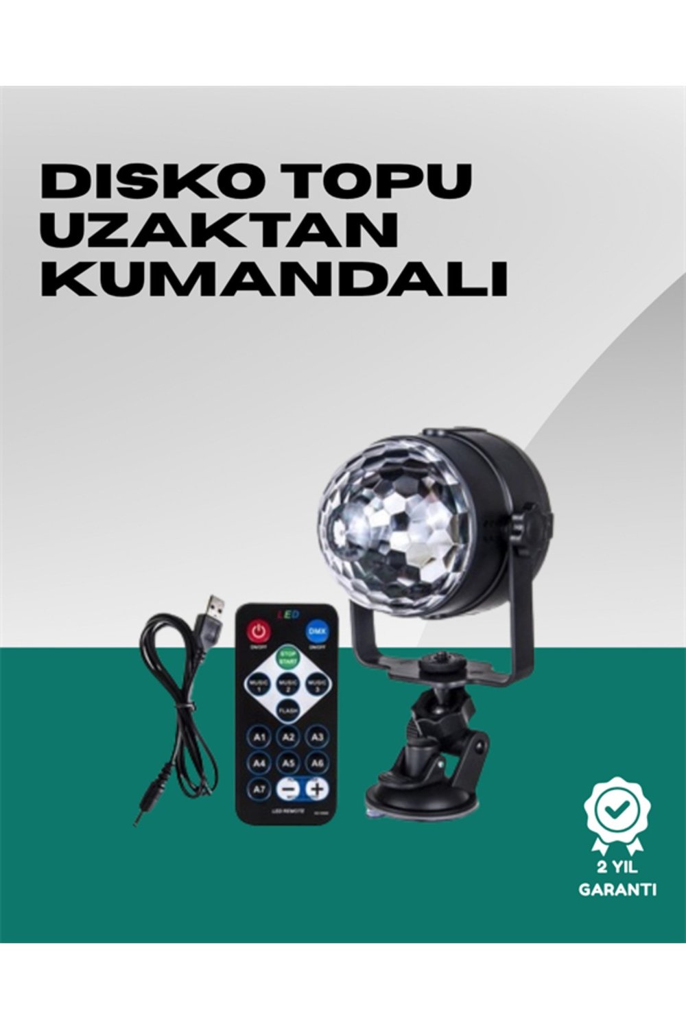 7 Farklı Aydınlatma Modu ve Ses Sensörlü Disko Topu Lambası