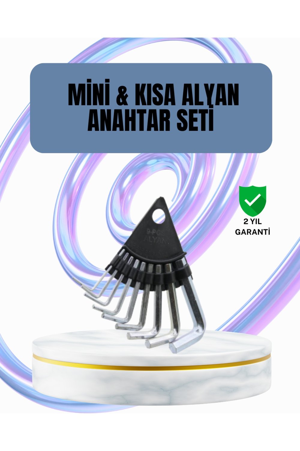 9 Parça Alyan Anahtar Seti Altıgen Uçlu Mobilya ve Tamir İçin