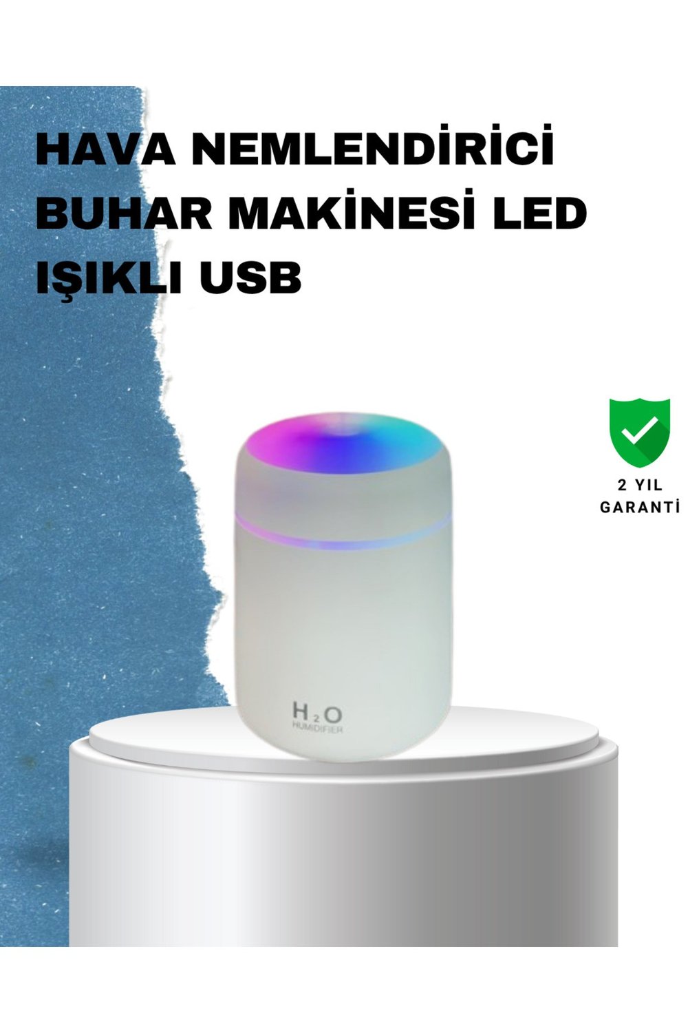 ABS Gövdeli 300ml USB Nemlendirici – Beyaz, Gri, Pembe Renk