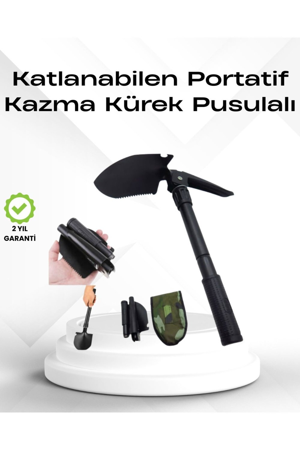 Açık Hava Aktiviteleri için Portatif Kazma Kürek Takımı – Kamuflaj Çantalı, Katlanabilir