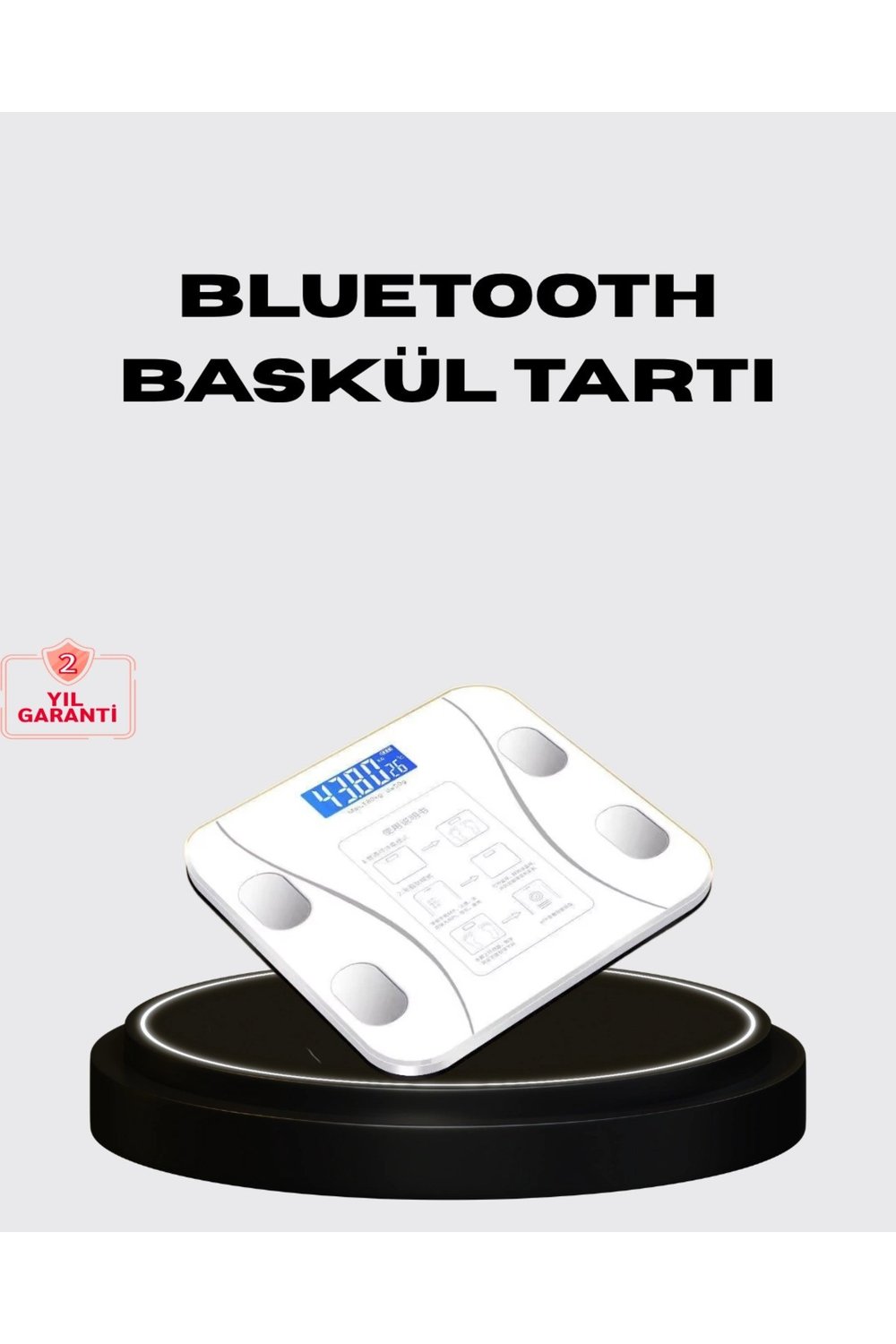 Akıllı Dijital Baskül – Bluetooth Bağlantılı, 8 Ölçüm Verili, Akıllı Vücut Analiz Tart