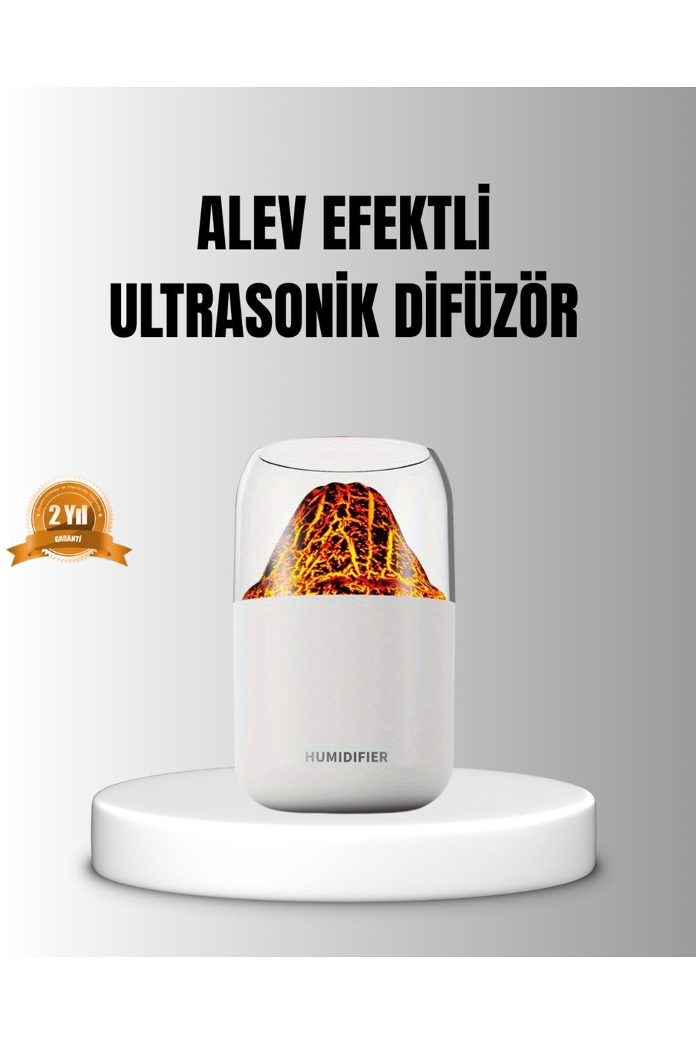 Alev Efektli Ultrasonik Uçucu Yağ Difüzörü 280ml Su Tanklı ve Sessiz Çalışma Özellikli