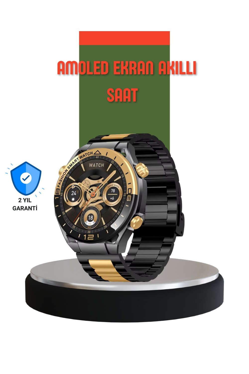 Amoled Ekran Akıllı Saat Bluetooth 5.1 Çağrı Destekli 3 Bileklikli