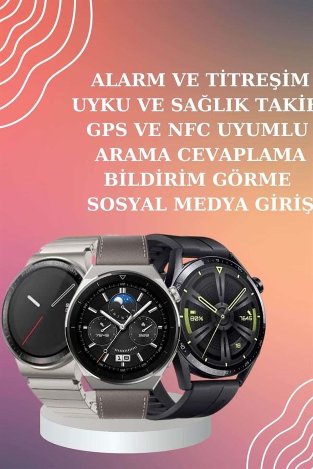 ANC Özellikli Bluetooth Kulaklık ve Amoled Ekran Akıllı Saat Uyku ve Sağlık Takibi Nabız Öl�