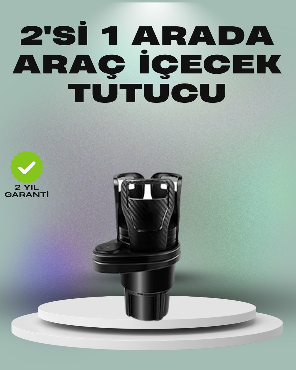 Araba Çift Bardak Tutucu 360° Dönebilen İkisi Bir Arada Ayarlanabilir