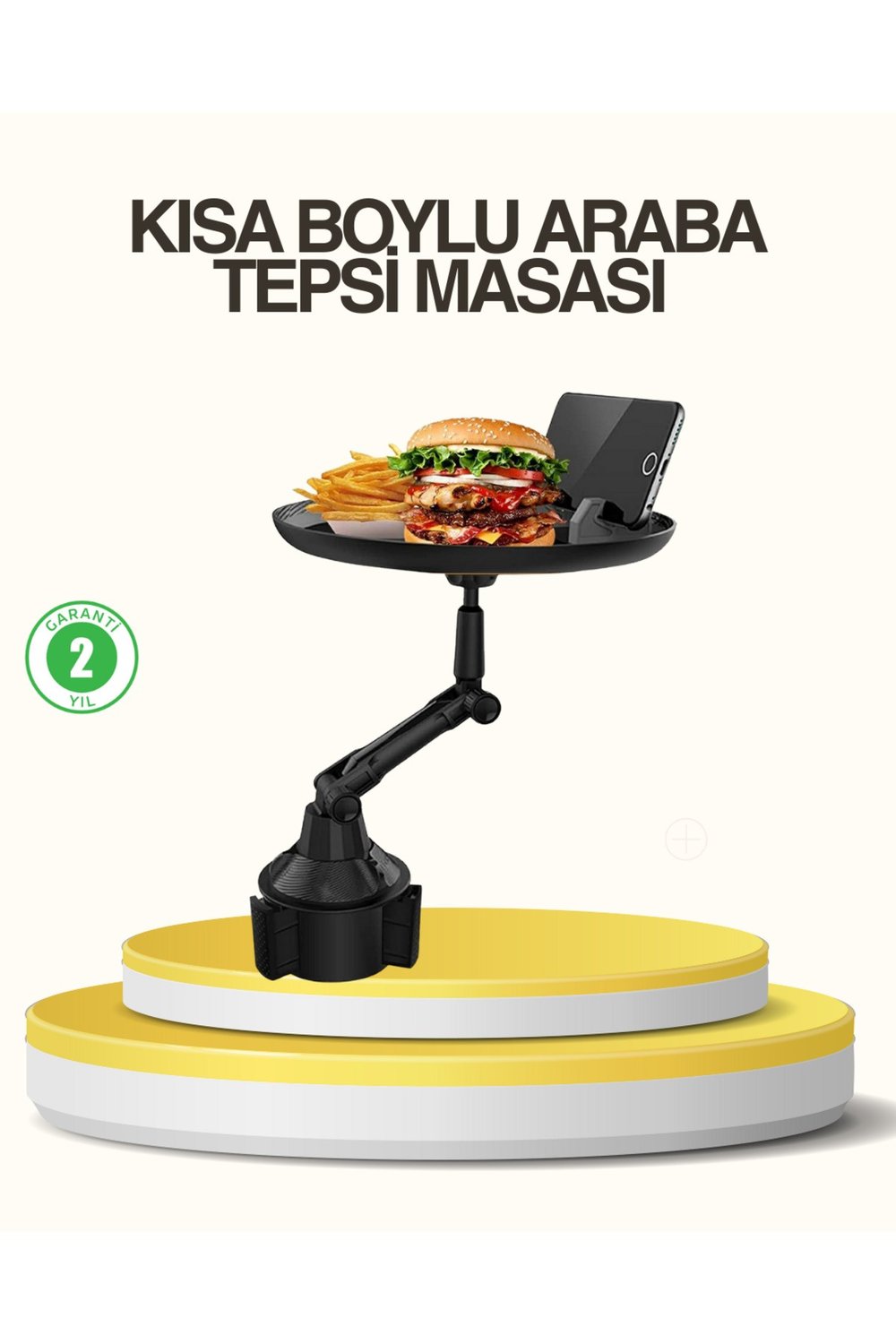Araç Bardaklık Tepsisi 360° Dönebilen Kol Ayarlı Geniş Yemek Alanlı