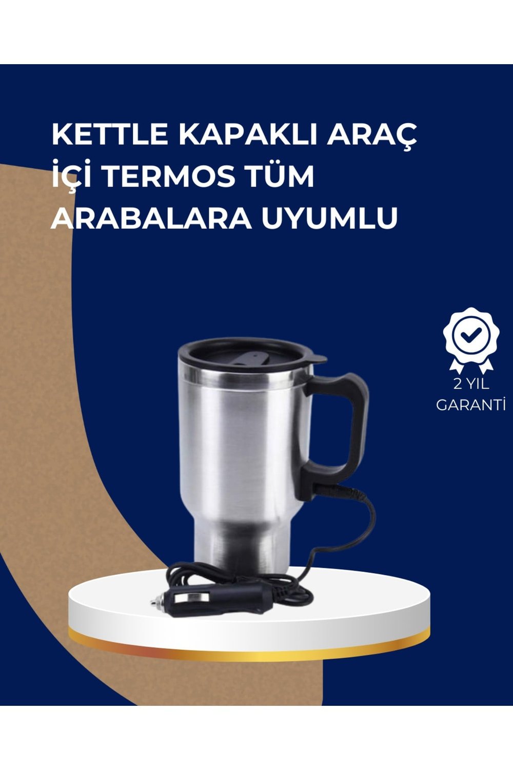 Araç İçi Paslanmaz Çelik Isıtıcı Termos Bardak 12V Çakmak Girişli