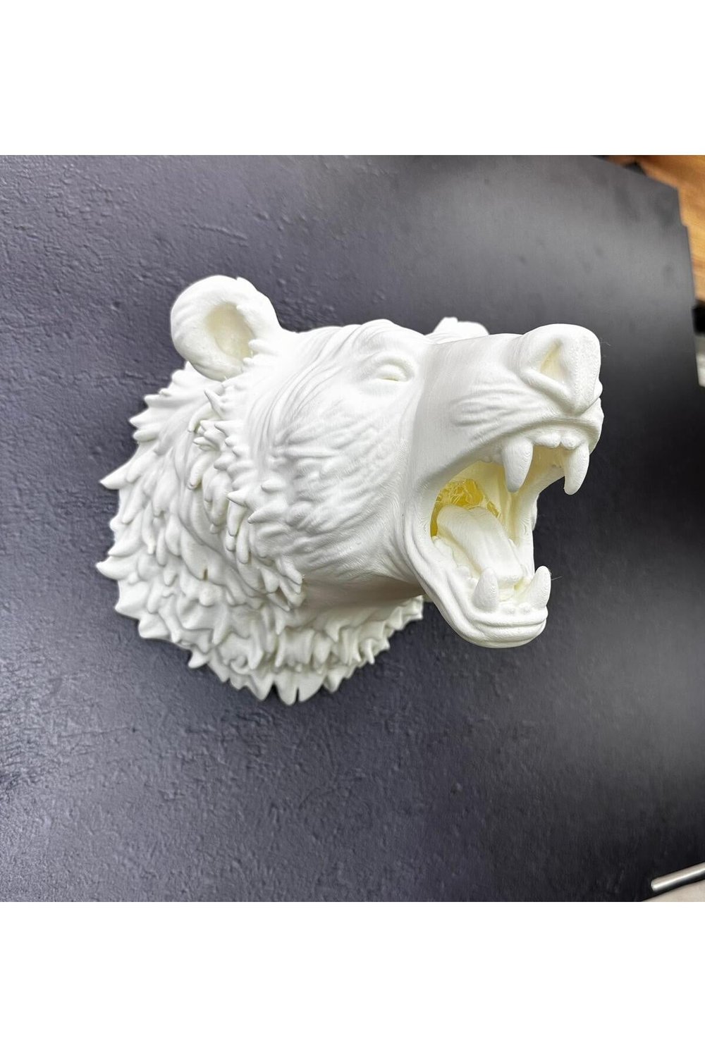 Beyaz Renk 3D Ayı Başı Duvar Dekoru