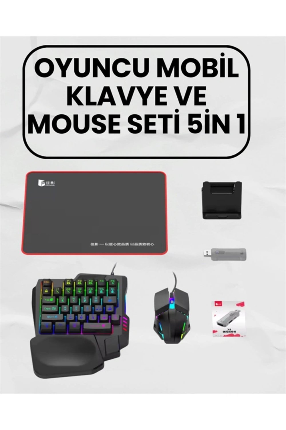 Bluetooth 5.3 Bağlantılı Mobil Oyun Dönüştürücü Set – Klavye + Mouse + Adaptör