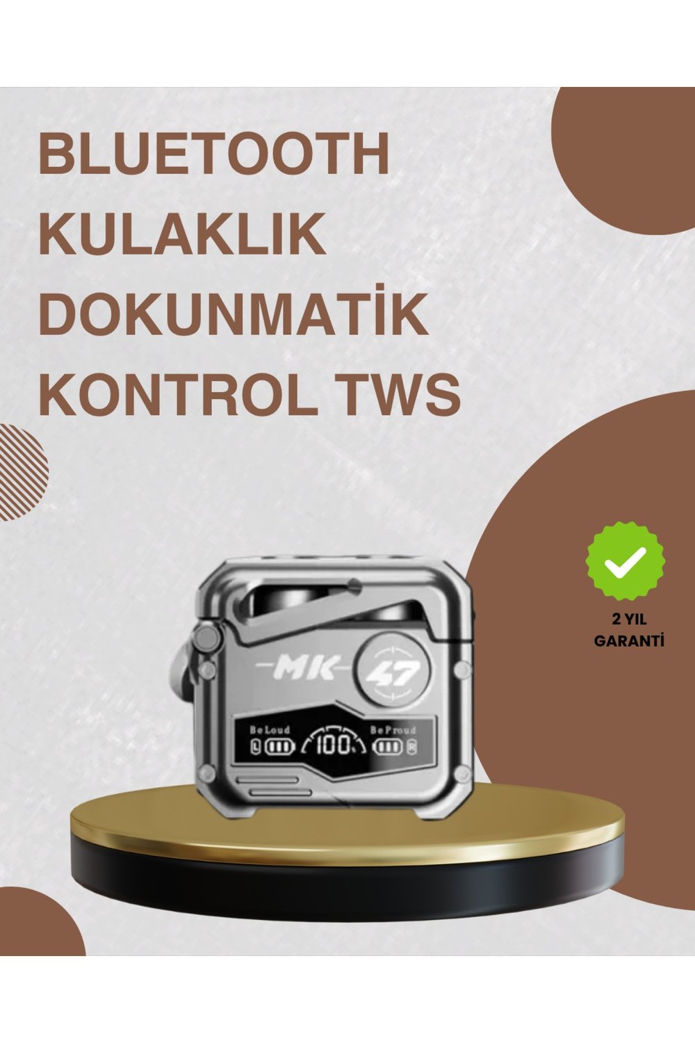 Bluetooth 5.0 Kulak İçi Kablosuz Kulaklık – Dokunmatik Kontrol, Düşük Gecikme
