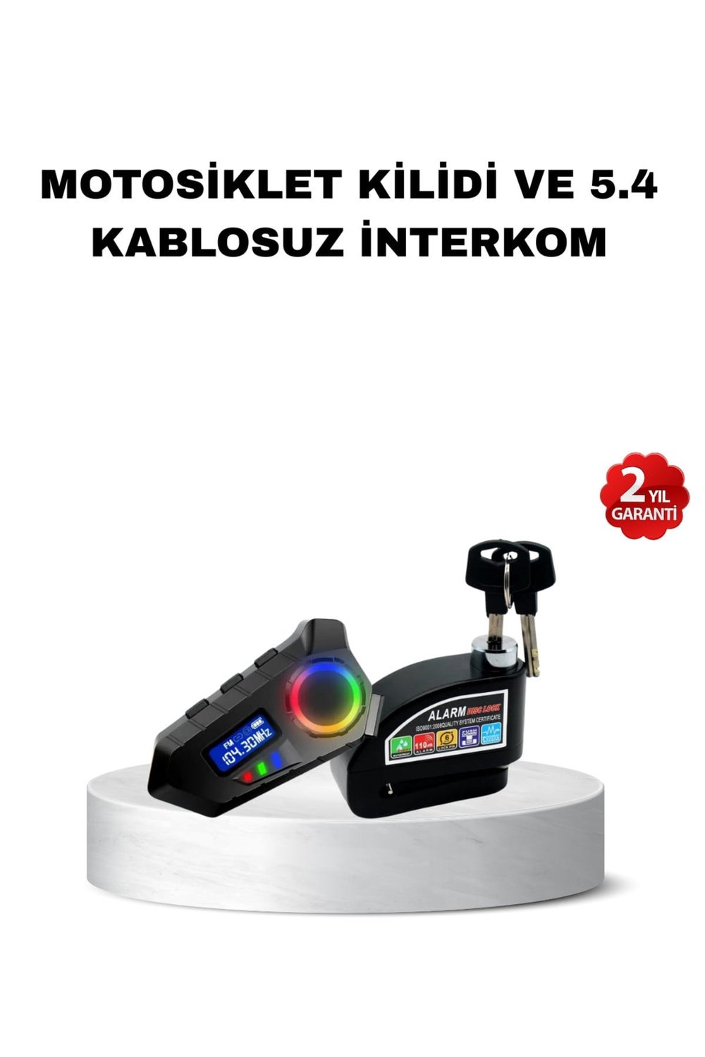 Bluetooth 5.4 İntercom ve Alarmlı Disk Kilidi Seti Güçlü Ses ve Güvenlik