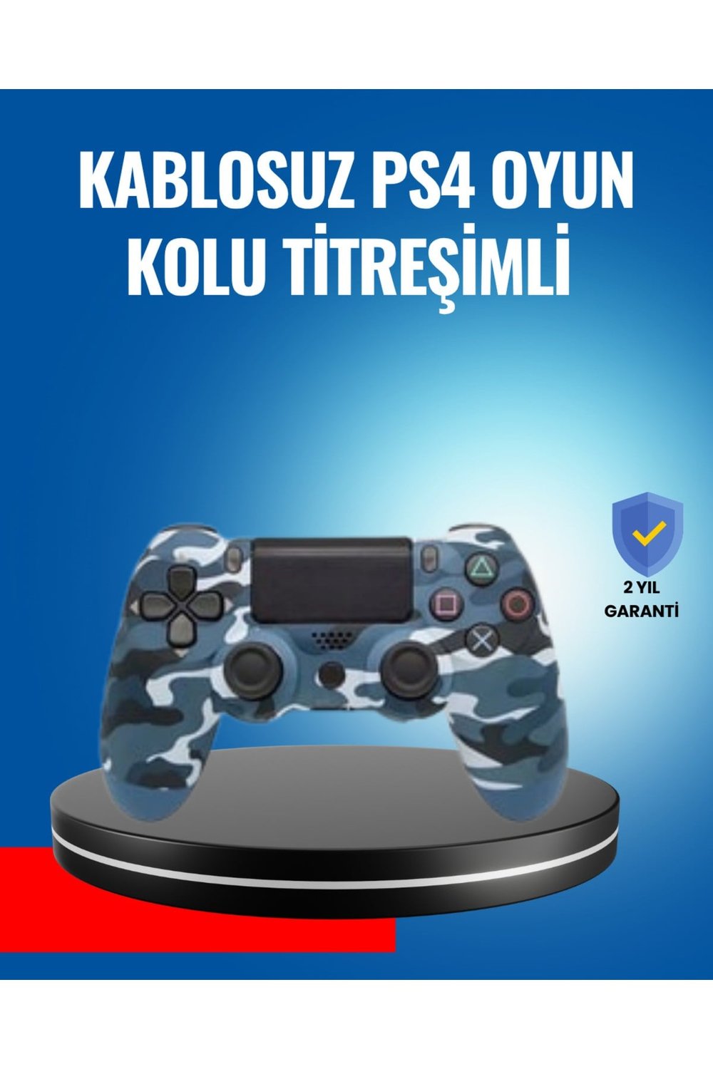Bluetooth Kablosuz PS4 Gamepad Çift Motorlu Siyah Controller