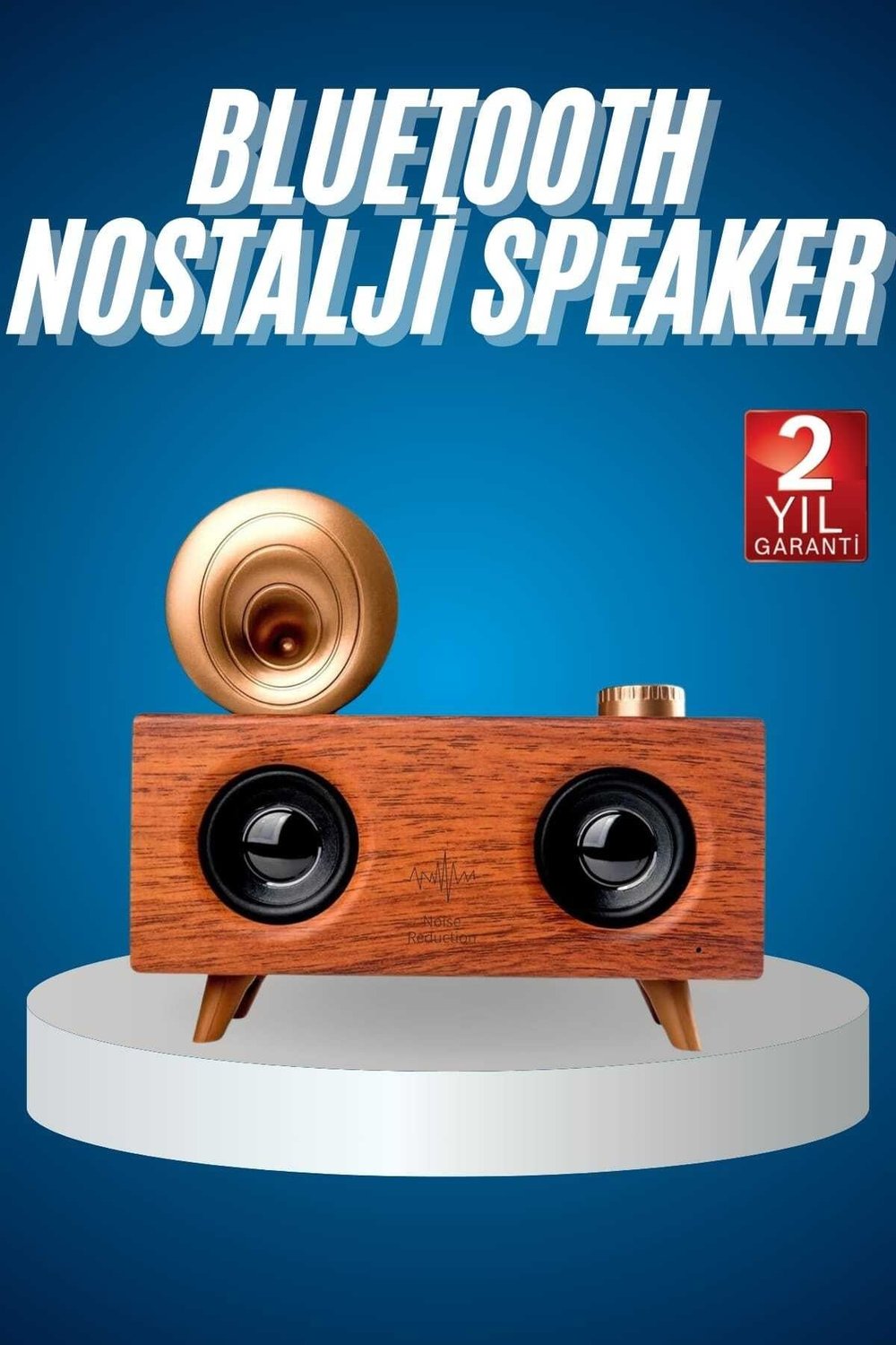 Bluetooth Nostalji Speaker Radyo Gramofon Ahşap Renk Vintage - MKR7147-7559