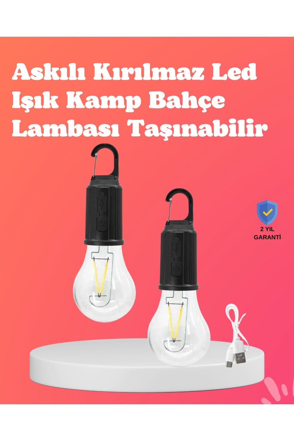 C Tipi Şarjlı Asılabilir Kamp Feneri