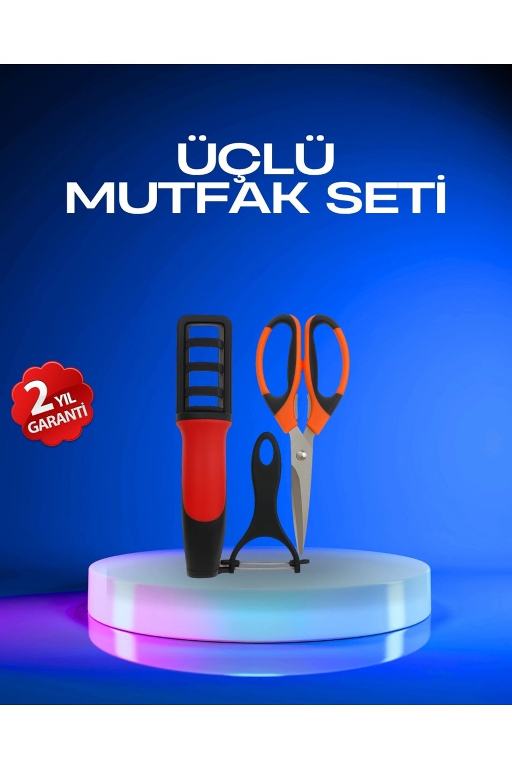 CEYLAN ADAM Profesyonel Mutfak Makas Seti – Kesim Makası + Soyacak + Bileyici