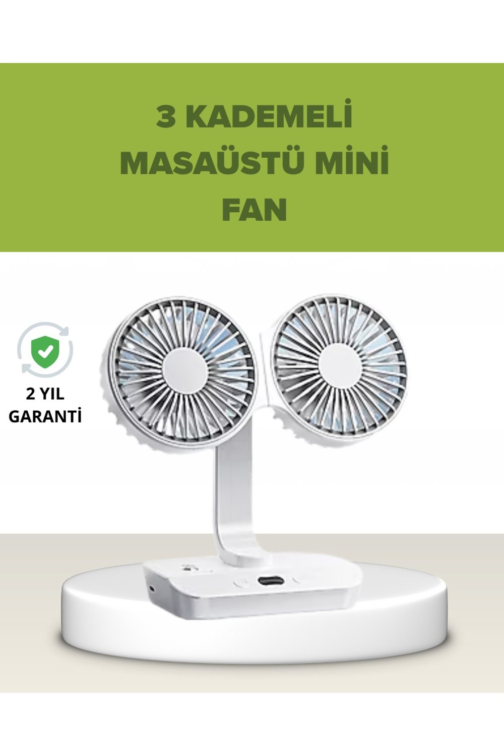 Çift Kafalı Masaüstü ve Duvar Tipi Sessiz USB Şarjlı Fan