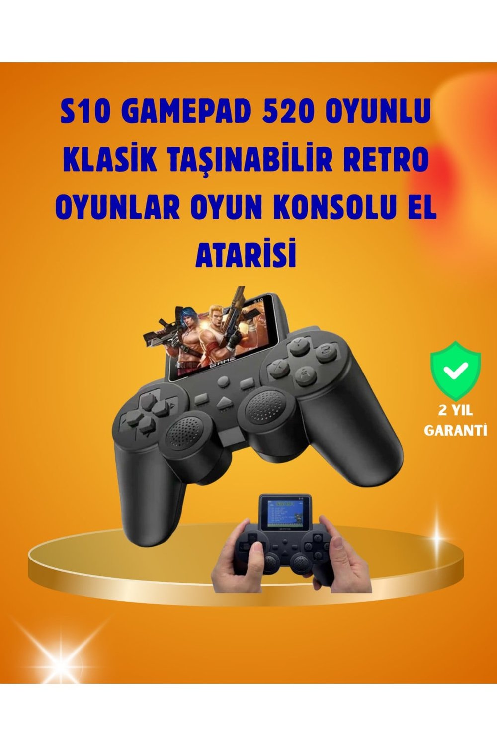 Çocuklar ve Yetişkinler İçin Uygun 500 Oyunlu Taşınabilir Mini Retro El Konsolu
