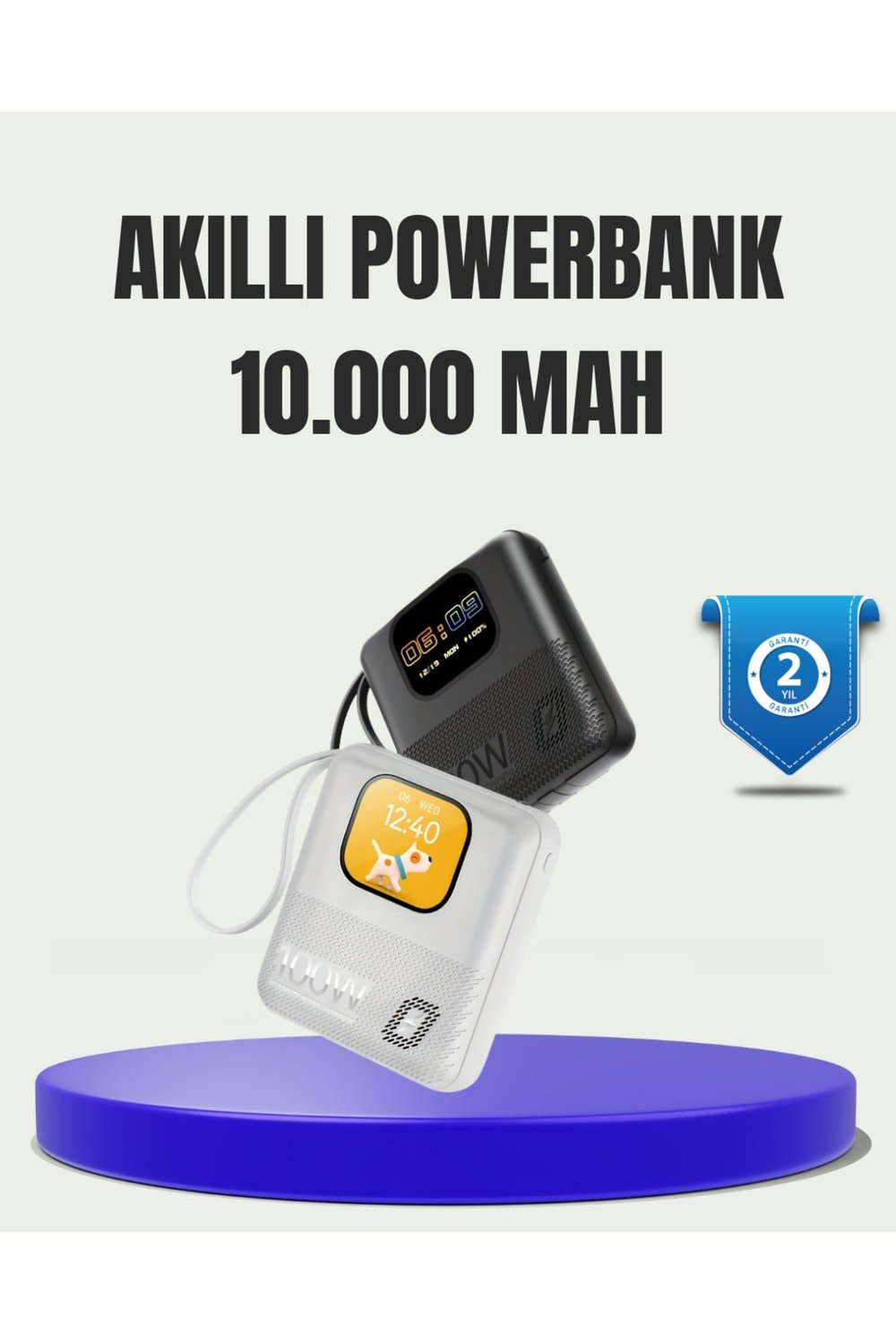 Çok Fonksiyonlu 10000 mAh Powerbank Akıllı Ekranlı Hızlı Şarj Cihazı