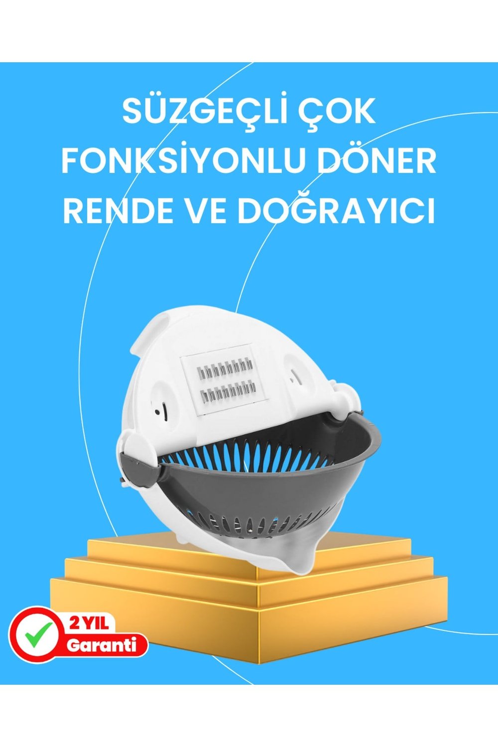 Çok Fonksiyonlu Dilimleyici ve Süzgeçli Mutfak Aparatı
