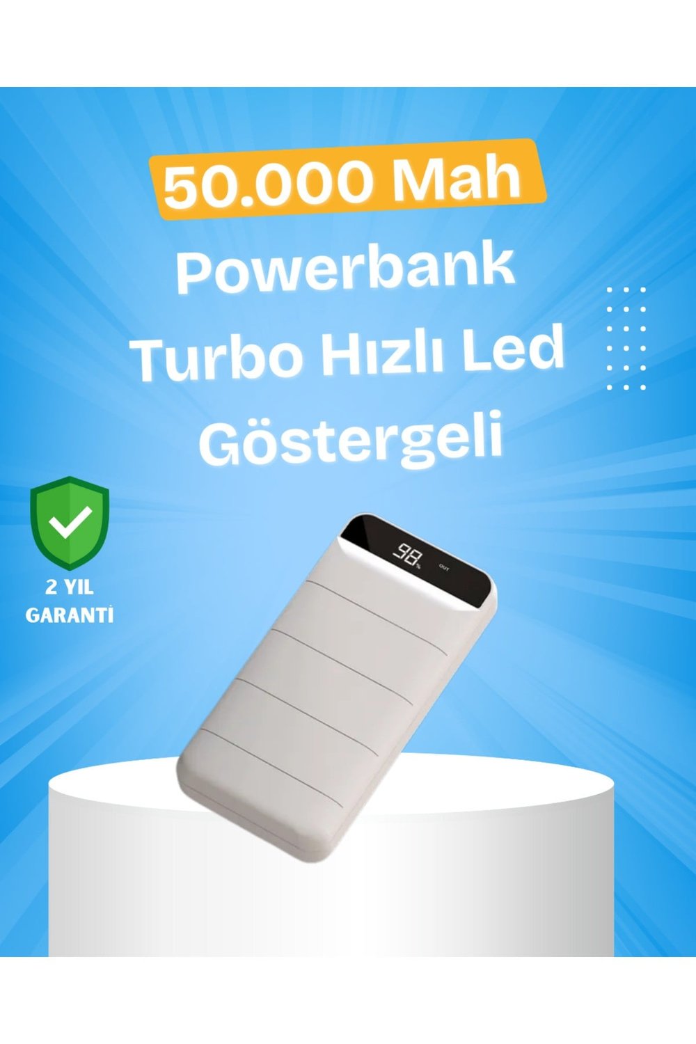 Çoklu Cihaz Uyumlu LED Ekranlı 50000 mAh Powerbank