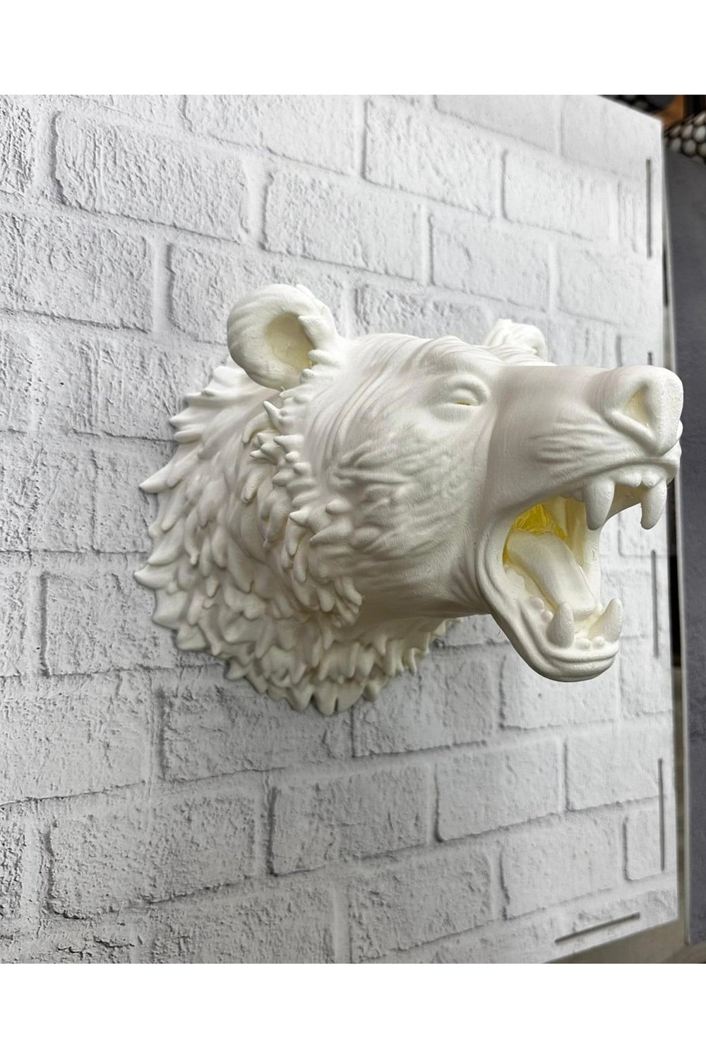 Dekoratif Beyaz Ayı Duvar Heykeli Asılabilir Hediyelik 25x19 cm - najmaddin9483-1561