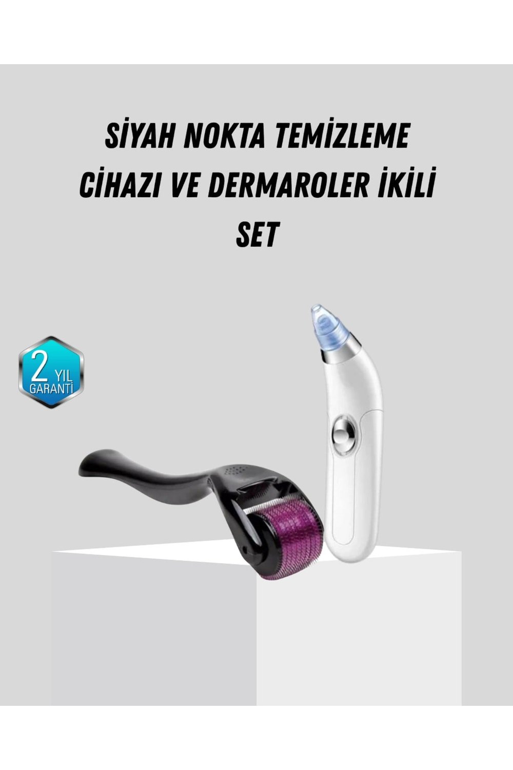 Dermaroller ve Vakumlu Siyah Nokta Temizleme Cihazı 2’li Cilt Bakım Seti