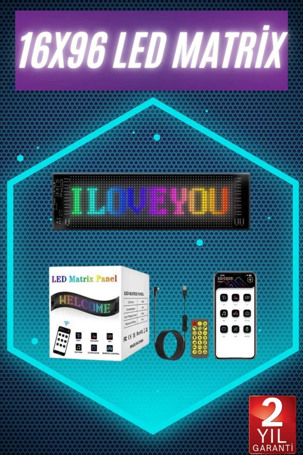 Digital Araba Yazısı Ekran Matrix En Büyük Boy 16X96 Matrix Led Panel