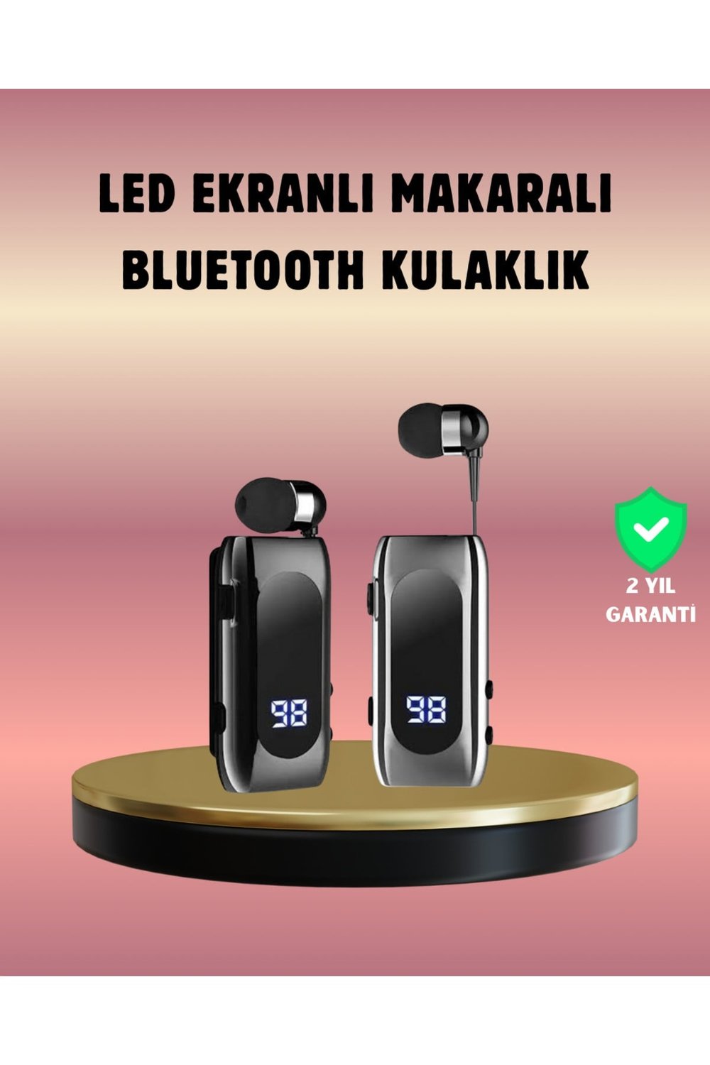 Dijital Göstergeli Bluetooth Kulaklık – Klipsli ve Şık Tasarım