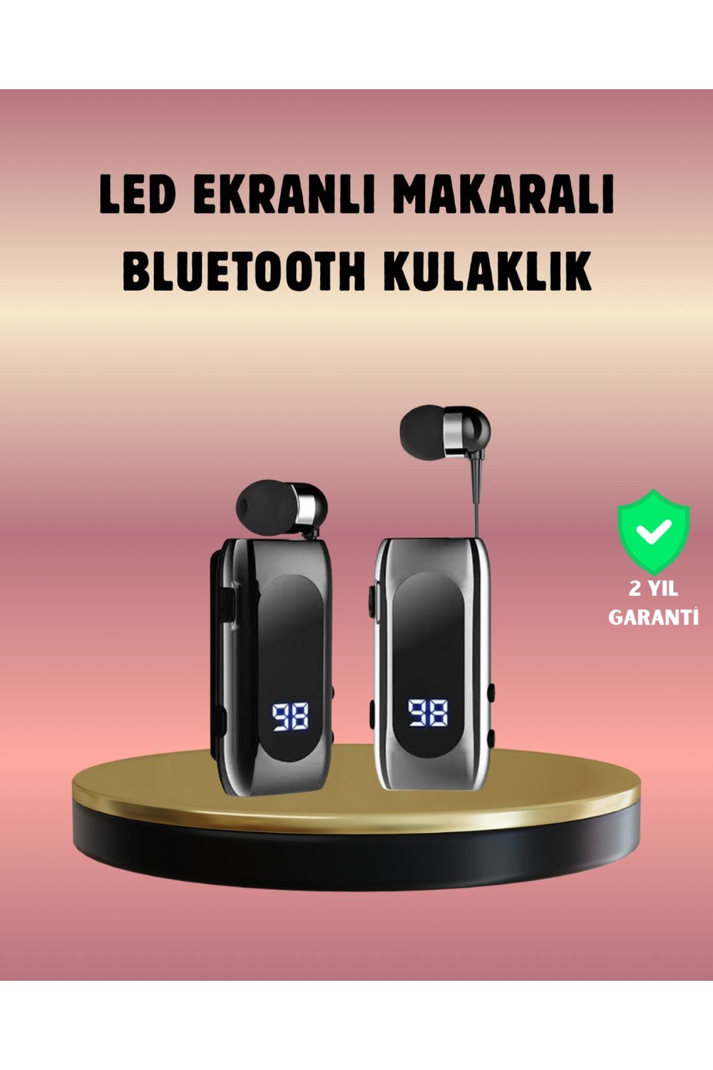 Dijital Göstergeli Bluetooth Kulaklık – Klipsli ve Şık Tasarım