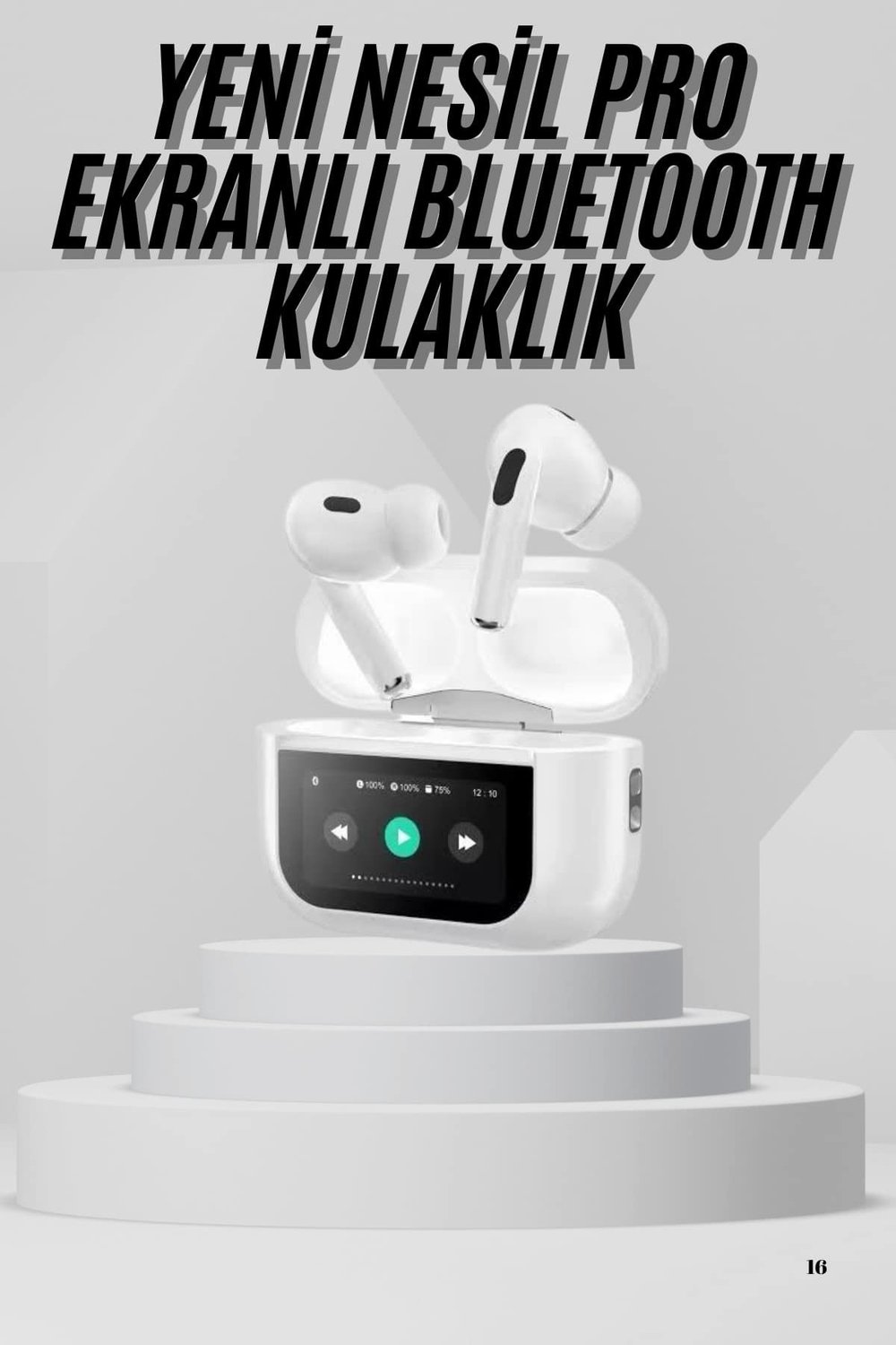 Dokunmatik Ekranlı Air Pro 2 ANC Kulaklık Kablosuz Çok Fonksiyonlu