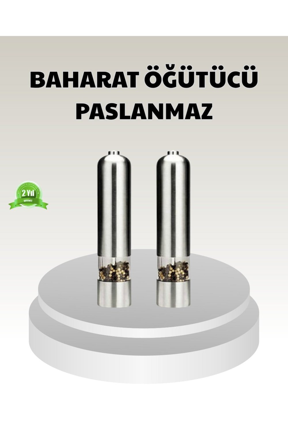 Elektrikli Tuz Karabiber Değirmeni – Paslanmaz Gövde, LED Işıklı ve Ayarlanabilir Öğütme