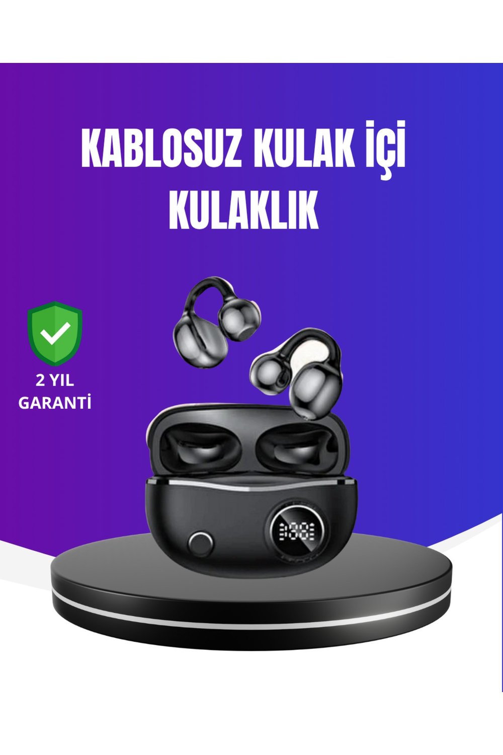 Ergonomik Klipsli Kablosuz Kulaklık – 30 Saat Pil ve Dokunmatik Kontrol Özelliği