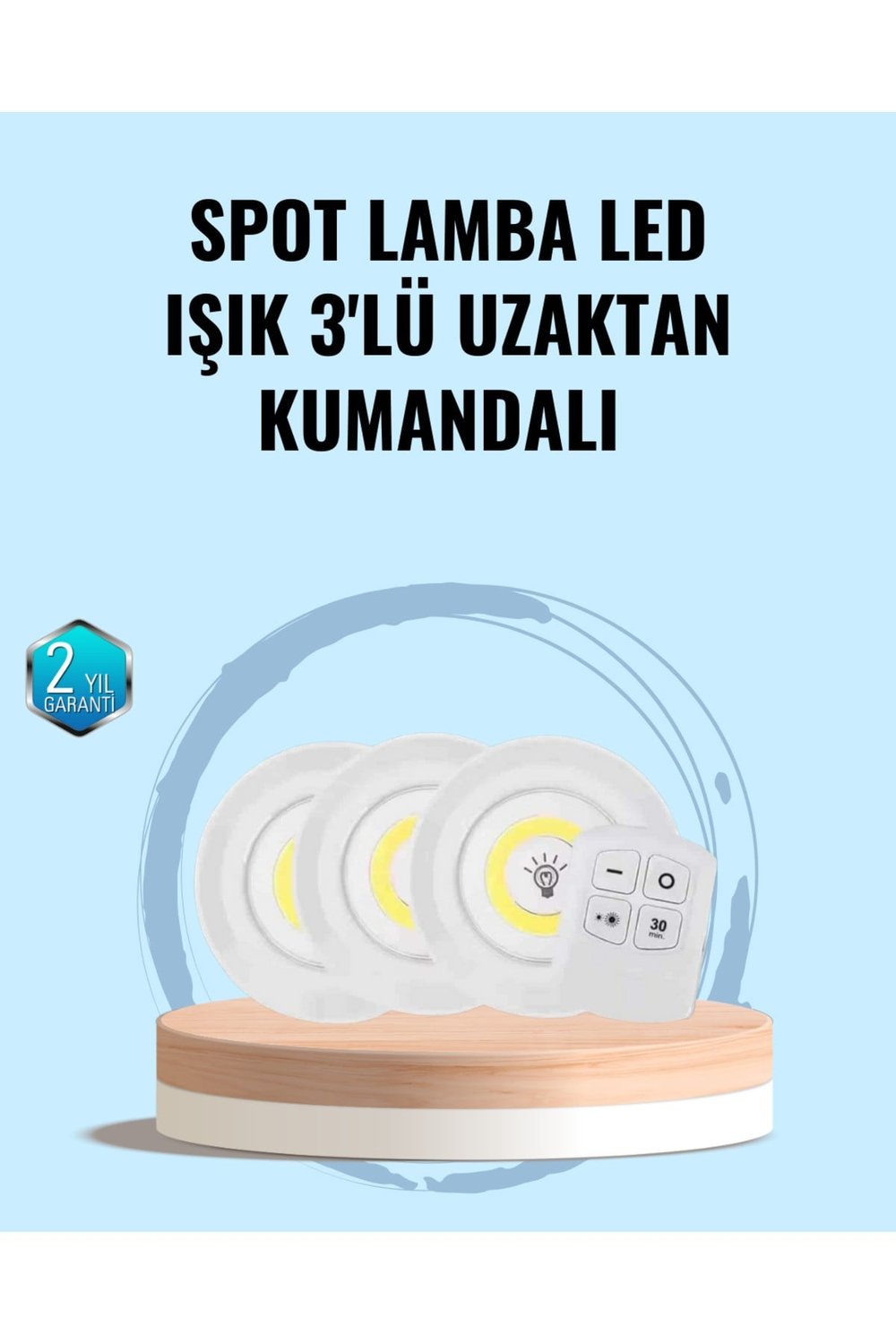 Ev Ofis Kamp İçin Uygun Uzaktan Kumandalı Yapışkanlı Kablosuz Led Spot Lambalar