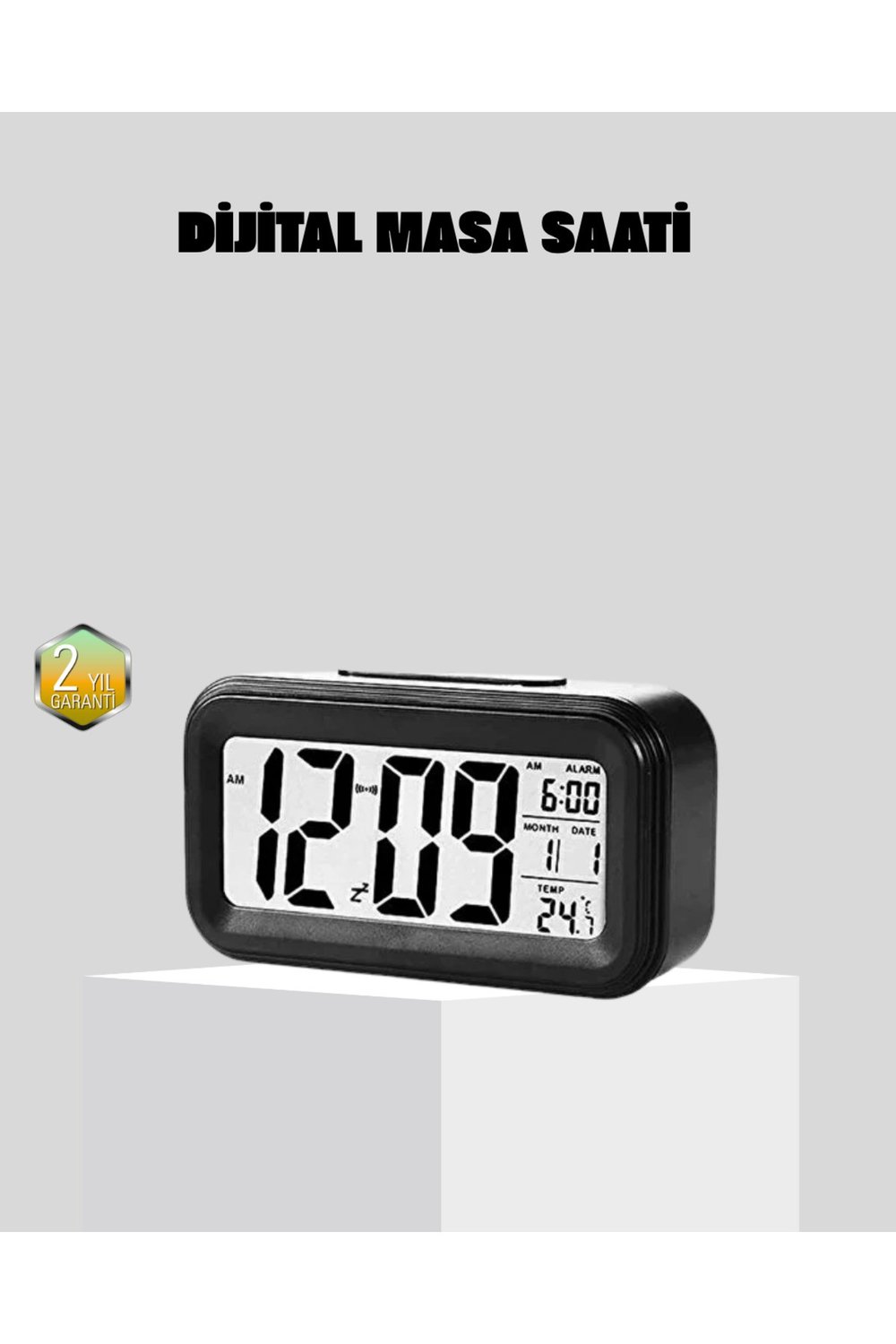 Fotoselli Dijital Masa Saati Aydınlatmalı Alarm ve Tarih Göstergeli