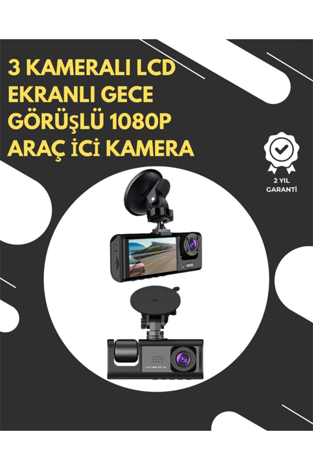 G-Sensör ve Hareket Algılama Destekli 1080p Araç İçi Güvenlik Kamerası