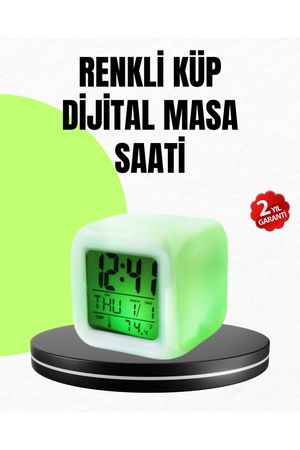 Gece Lambası Fonksiyonlu Renk Değiştiren LED Küp Dijital Saat