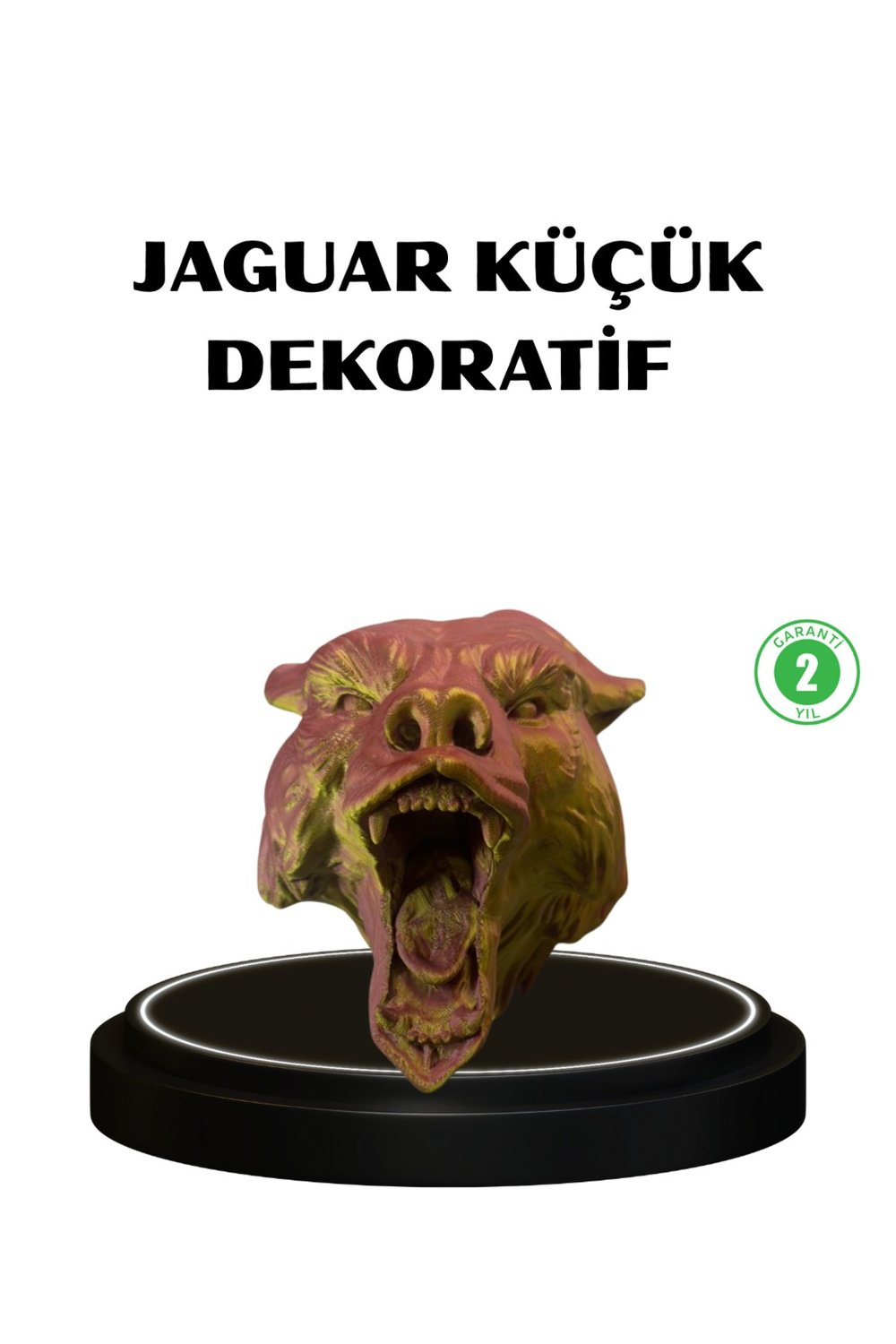 Gold Kırmızı Jaguar Duvar Dekoru Asılabilir Hediyelik 3D Heykel 20x16 cm