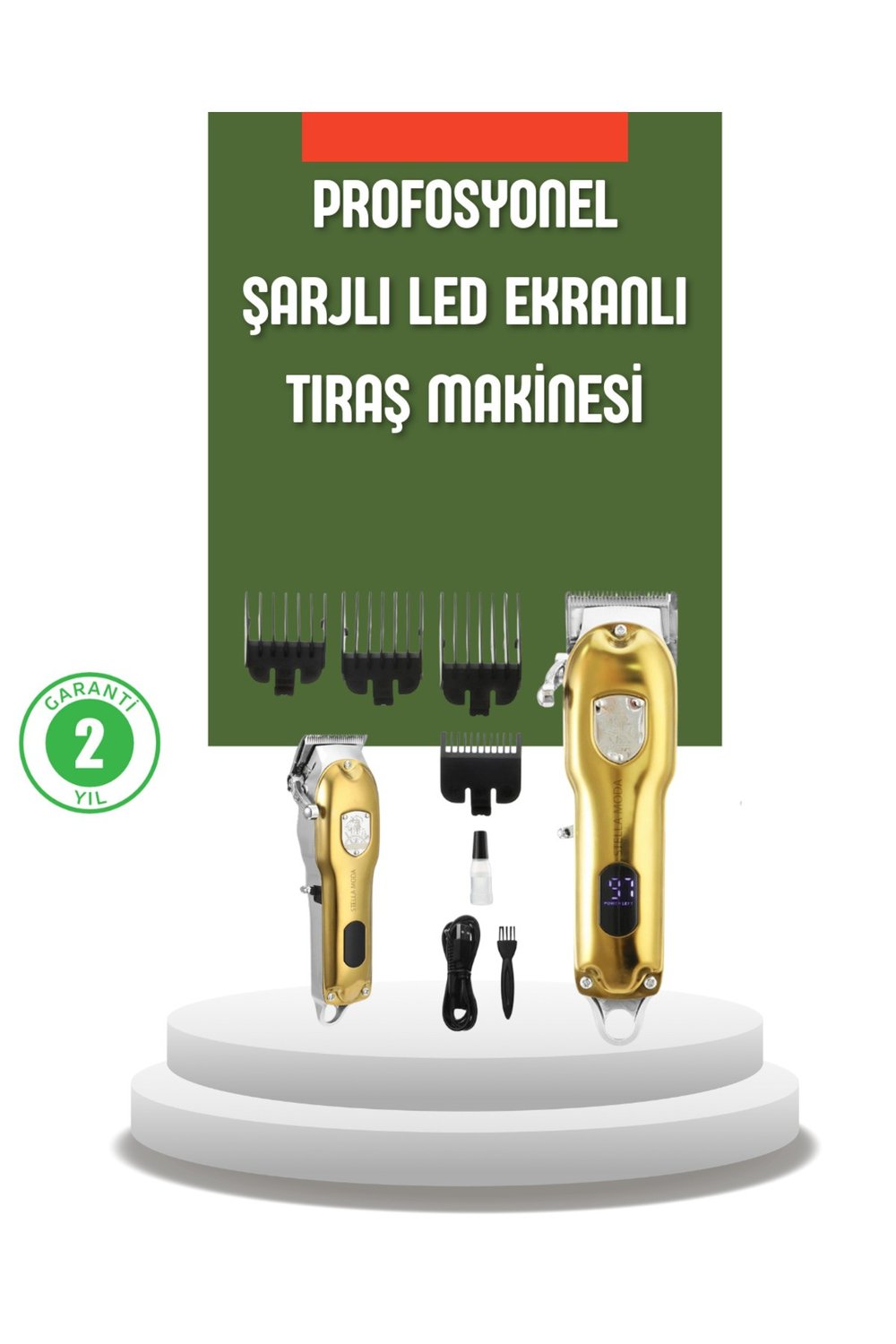 Güçlü Motorlu LCD Ekranlı Şarjlı Tıraş ve Şekillendirme Makinesi