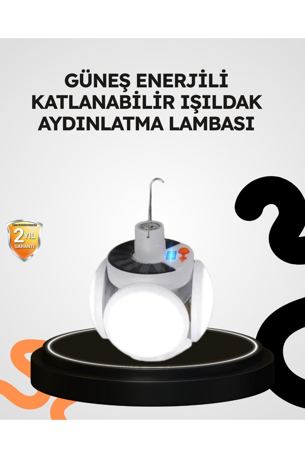 Güneş Enerjili Katlanabilir 5 Kanatlı Solar Bahçe Lambası