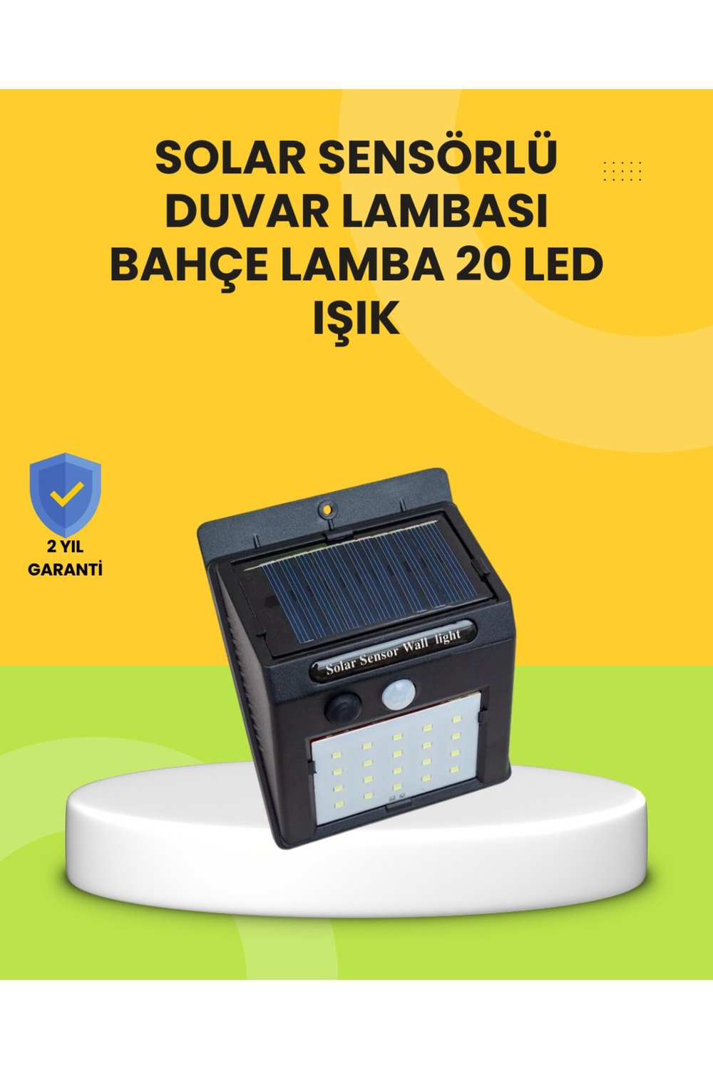 Güneş Paneli ile Şarj Olan 20 LED Dış Mekan Hareket Sensörlü Lamba