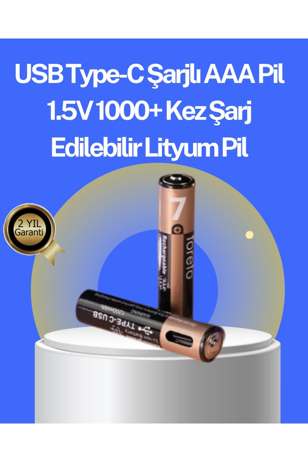 Hızlı Şarj Teknolojili USB Şarjlı AAA Pil – 40 Dakikada Tam Şarj