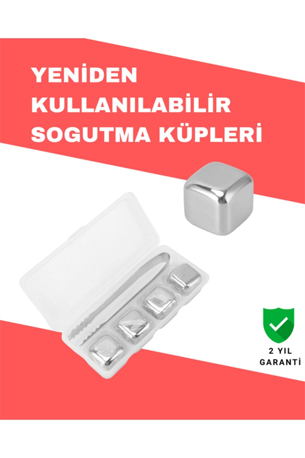 Hızlı Soğutma Özellikli Paslanmaz Metal Buz Küpü Takımı